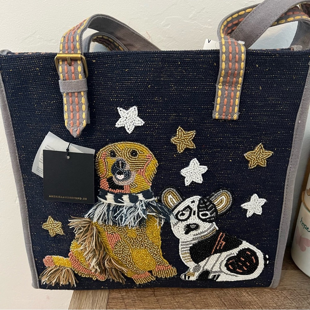 New with Tags-America And Beyond Dog  The Loyal Guardian Beaded Tote Bag Purse